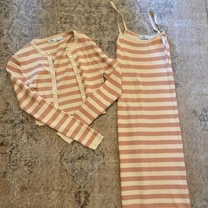 Zara Striped Dress & Cardigan Set